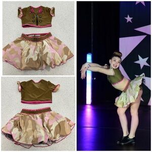 Chic Olive and Pink Kids Dance Costume